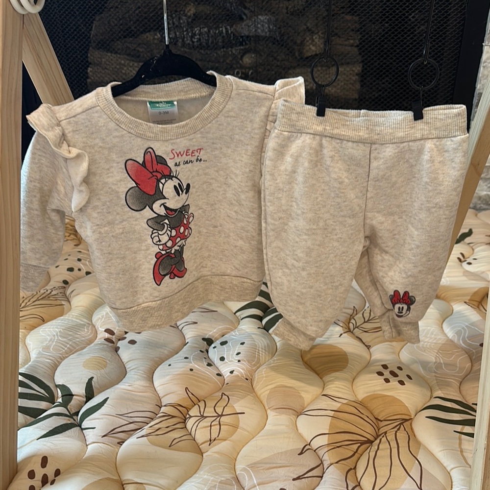 Disney Minnie Mouse Sweat Set - Cream/Grey